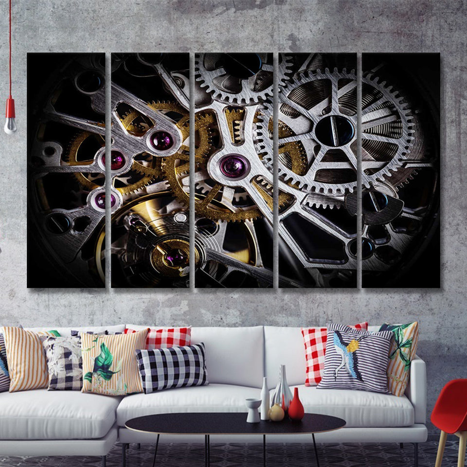 Mechanics Watch With Precious Stones Stylish 5 Piece B Canvas Prints Wall Art Decor - Painting Canvas, Multi Panels