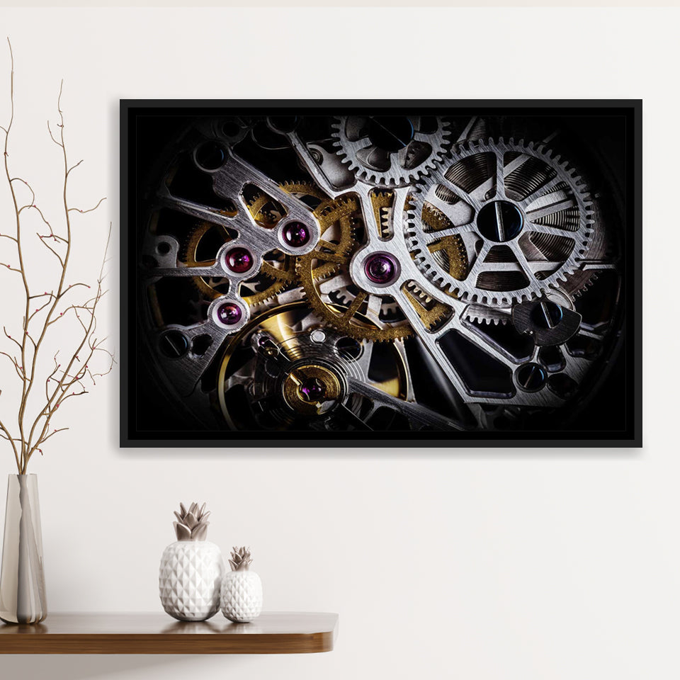 Mechanics Watch With Precious Stones Stylish Framed Canvas Prints Wall Art Decor - Paiting Canvas, Art Prints, Floating Frame