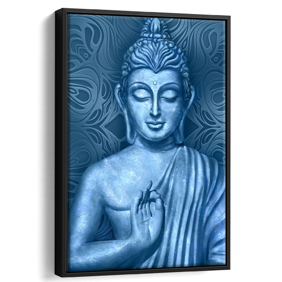 Meditating Blue Buddha Framed Canvas Prints - Painting Canvas, Framed Art, Prints for Sale, Wall Art, Wall Decor