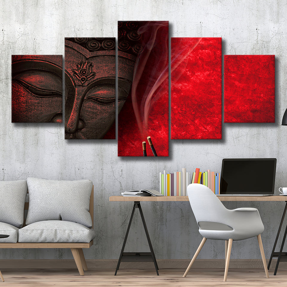 Meditation Art Print Buddha Wall Decor 5 Piece Canvas Prints Wall Art Decor, Multi Panels, Mixed Canvas