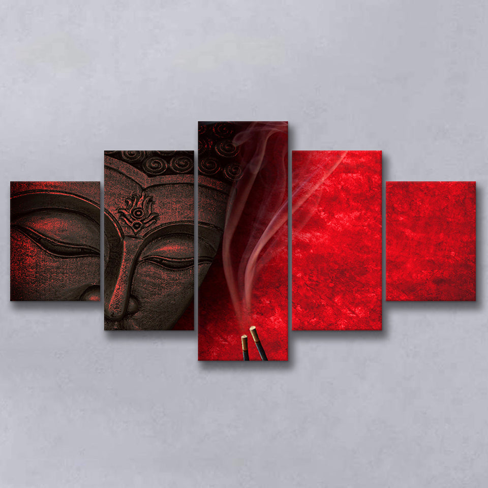 Meditation Art Print Buddha Wall Decor 5 Piece Canvas Prints Wall Art Decor, Multi Panels, Mixed Canvas