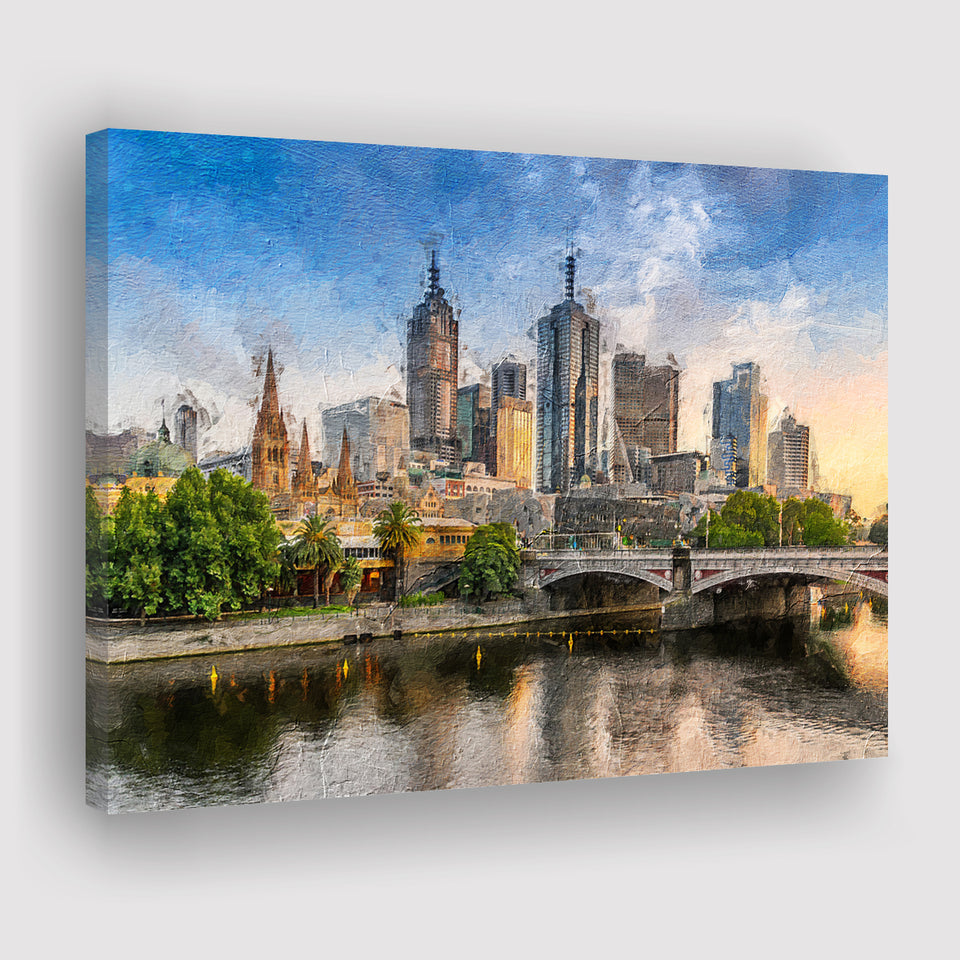 Melbourne Skyline Canvas Prints Wall Art Decor - Paiting Canvas, Art Prints, Wall Decor, For Sale