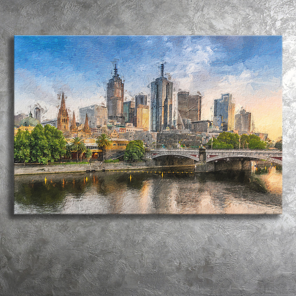 Melbourne Skyline Canvas Prints Wall Art Decor - Paiting Canvas, Art Prints, Wall Decor, For Sale