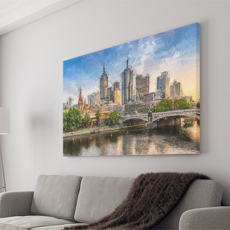 Melbourne Skyline Canvas Prints Wall Art Decor - Paiting Canvas, Art Prints, Wall Decor, For Sale