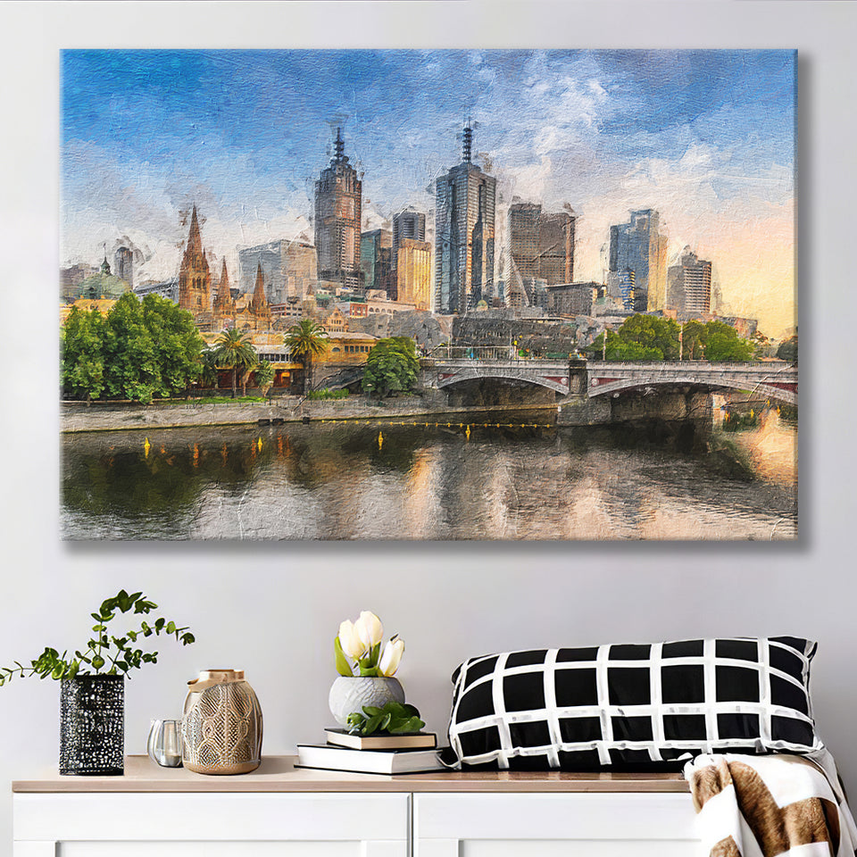 Melbourne Skyline Canvas Prints Wall Art Decor - Paiting Canvas, Art Prints, Wall Decor, For Sale