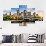 Melbourne Skyline 5 Piece Canvas Prints Wall Art Decor - Painting Canvas, Multi Panels