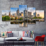 Melbourne Skyline 5 Piece Canvas Prints Wall Art Decor - Painting Canvas, Multi Panels