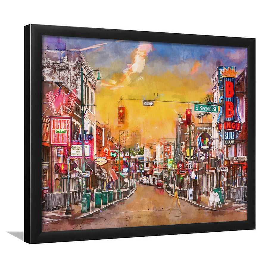 Memphis Tennessee Blues City Art Watercolor Framed Art Prints Wall Art Decor,Framed Picture