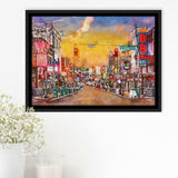 Memphis Tennessee Blues City Art Watercolor Framed Canvas Prints Wall Art Home Decor,Floating Frame