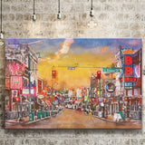 Memphis Tennessee Blues City Art Watercolor Canvas Prints Wall Art Home Decor, Large Canvas