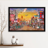 Memphis Tennessee Blues City Art Watercolor Framed Canvas Prints Wall Art Home Decor,Floating Frame