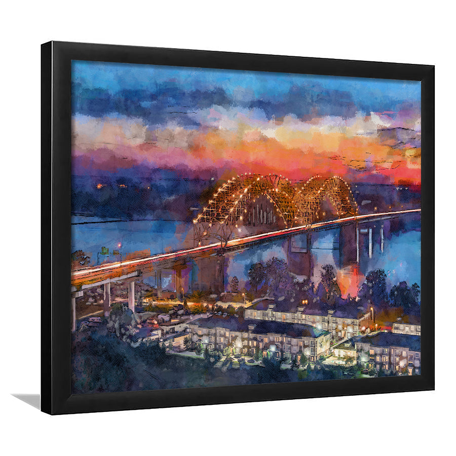 Memphis Tennessee Usa Hernando De Soto City Art Watercolor Framed Art Prints Wall Art Decor,Framed Picture