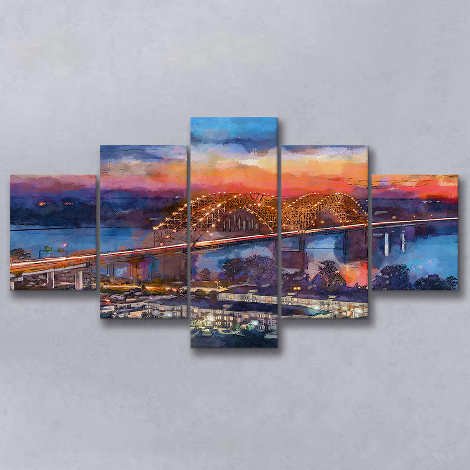 Memphis Tennessee Usa Hernando De Soto 5 Pieces Mixed Canvas Prints Wall Art Home Decor