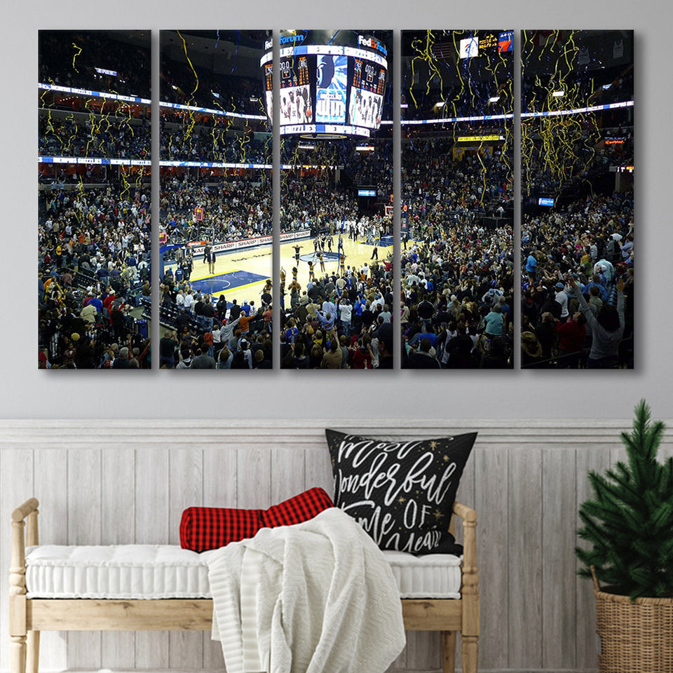 Memphis Grizzlies Stadium Canvas Prints Wall Art Basketball V1,Multi Panels B,Sport Stadium Art Prints, Fan Gift