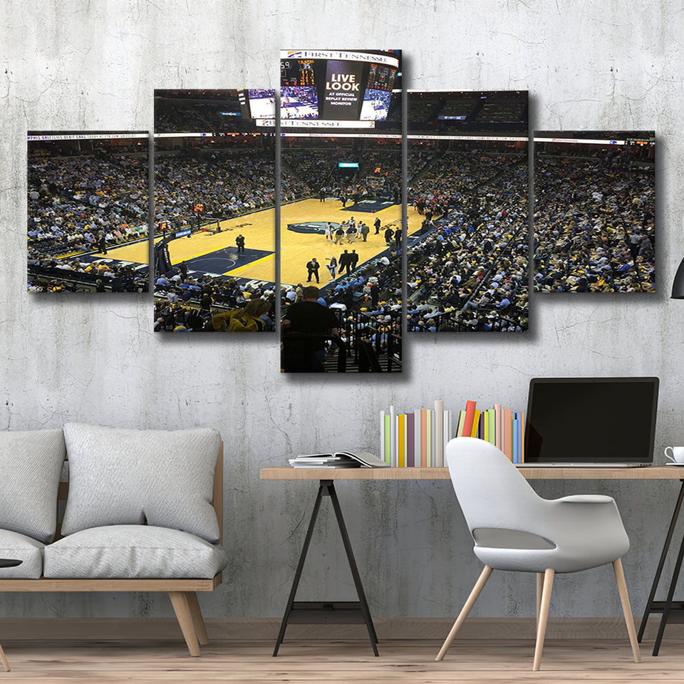 Memphis Grizzlies Stadium Canvas Prints Wall Art Basketball,Multi Panels,Sport Stadium Art Prints, Fan Gift