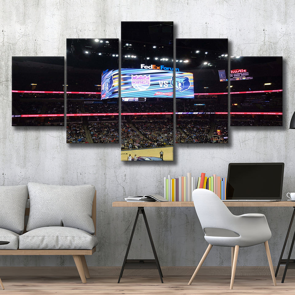 Memphis Grizzlies Stadium Canvas Prints Wall Art Basketball,Multi Panels,Sport Stadium Art Prints, Fan Gift