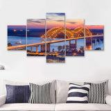 Memphis Tennessee USA at Hernando de Soto Bridge 5 Pieces Canvas Prints Wall Art - Painting Canvas, Multi Panels, Wall Decor