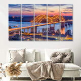 Memphis Tennessee USA at Hernando de Soto Bridge 5 Pieces Canvas Prints Wall Art - Painting Canvas, Multi Panels, Wall Decor