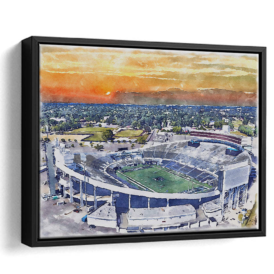 Memphis Tigers Liberty Bowl Memorial Stadium Watercolor, Sport Art Prints Fan Gift, Framed Canvas Prints Wall Art Decor
