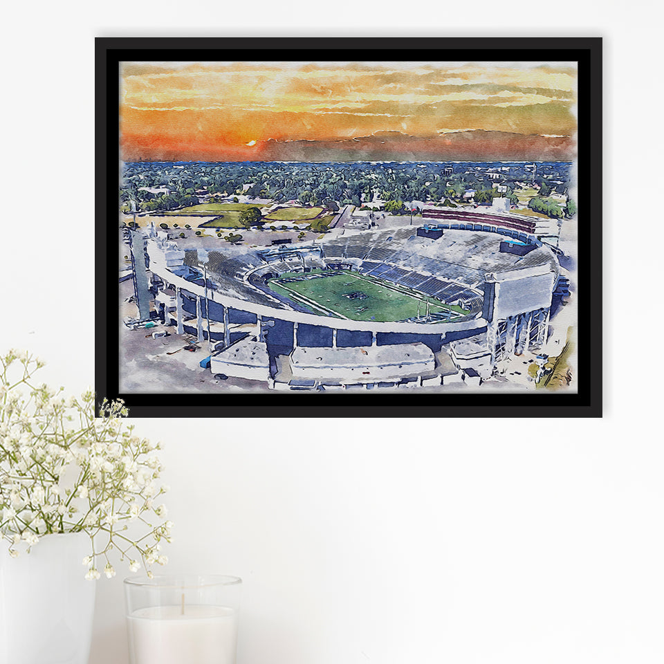 Memphis Tigers Liberty Bowl Memorial Stadium Watercolor, Sport Art Prints Fan Gift, Framed Canvas Prints Wall Art Decor