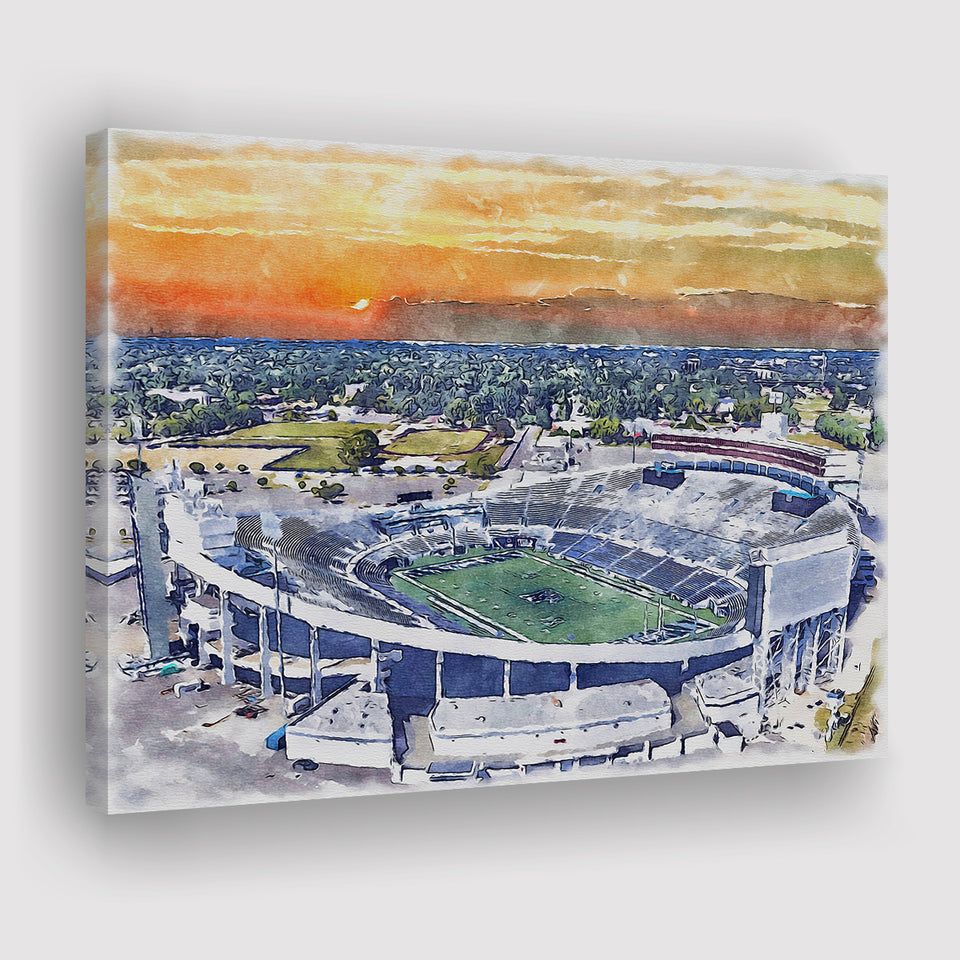 Memphis Tigers Liberty Bowl Memorial Stadium Watercolor, Sport Art Prints Fan Gift, Canvas Prints Wall Art Decor