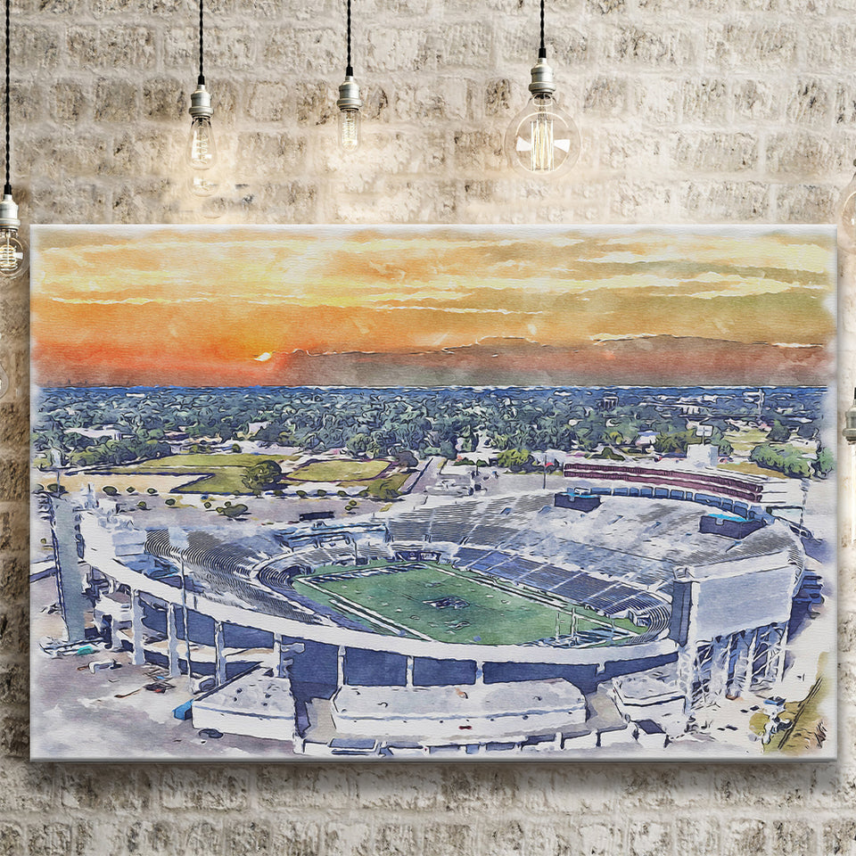 Memphis Tigers Liberty Bowl Memorial Stadium Watercolor, Sport Art Prints Fan Gift, Canvas Prints Wall Art Decor