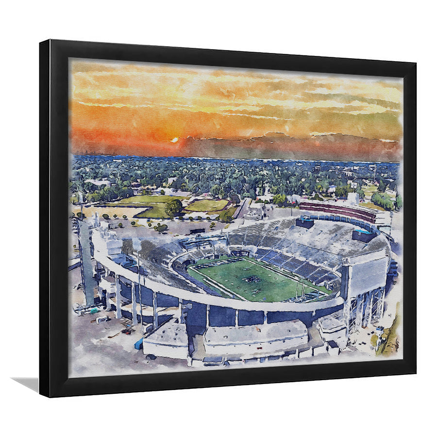 Memphis Tigers Liberty Bowl Memorial Stadium Watercolor, Sport Prints Fan Gift, Framed Art Prints Wall Art Decor