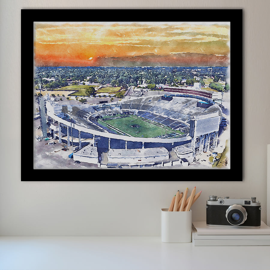 Memphis Tigers Liberty Bowl Memorial Stadium Watercolor, Sport Prints Fan Gift, Framed Art Prints Wall Art Decor