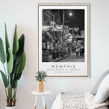 Memphis, Usa 1 Black And White Art Framed Canvas Prints Wall Art Home Decor, Floating Frame