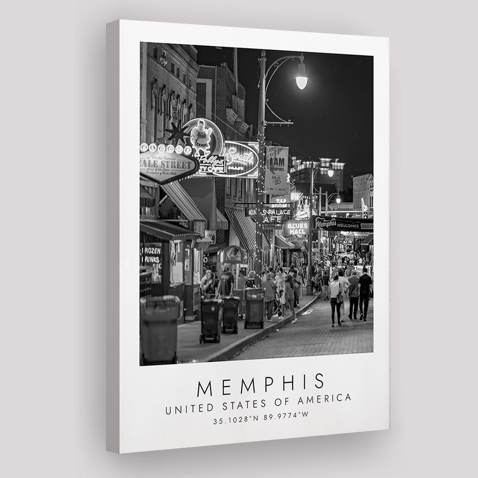 Memphis, Usa 1 Black And White Art Canvas Prints Wall Art Home Decor