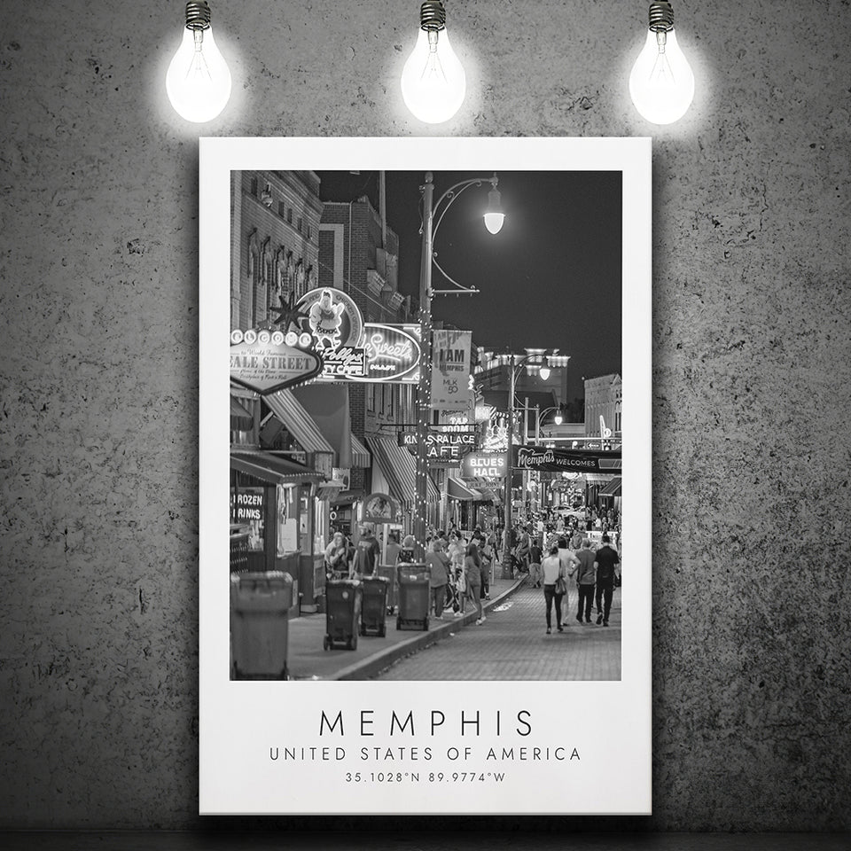 Memphis, Usa 1 Black And White Art Canvas Prints Wall Art Home Decor
