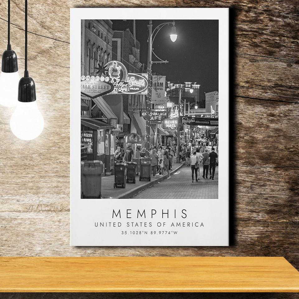 Memphis, Usa 1 Black And White Art Canvas Prints Wall Art Home Decor