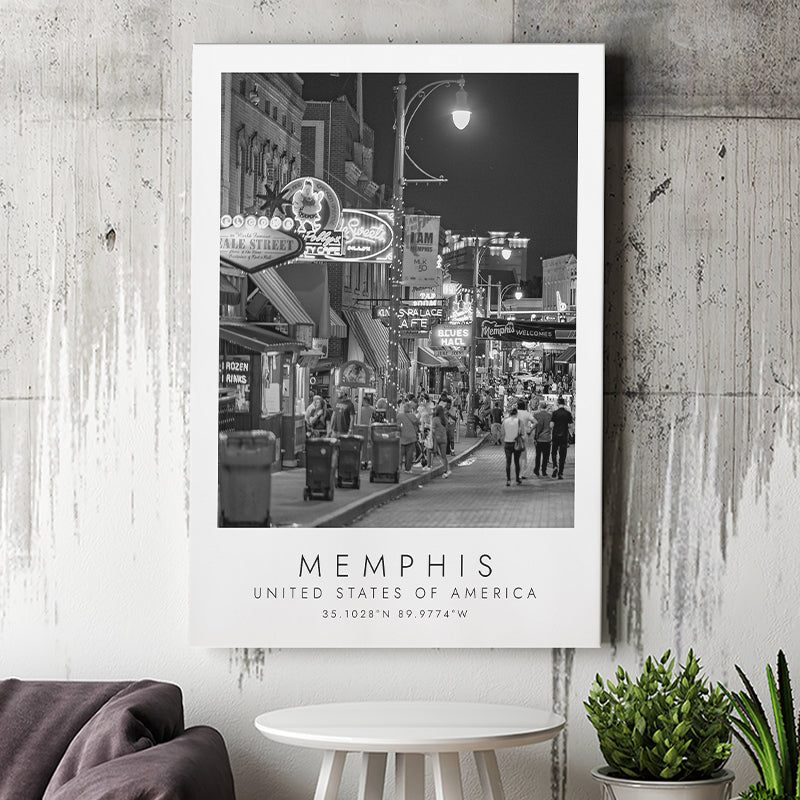Memphis, Usa 1 Black And White Art Canvas Prints Wall Art Home Decor