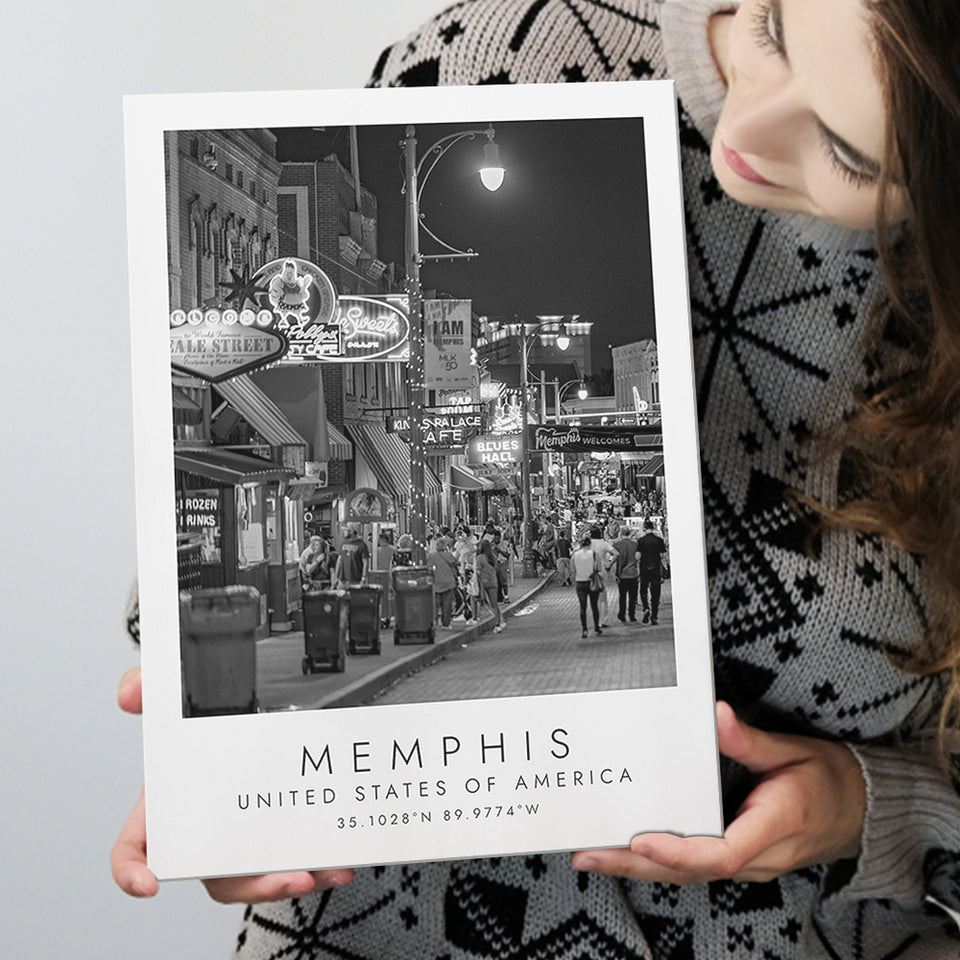 Memphis, Usa 1 Black And White Art Canvas Prints Wall Art Home Decor