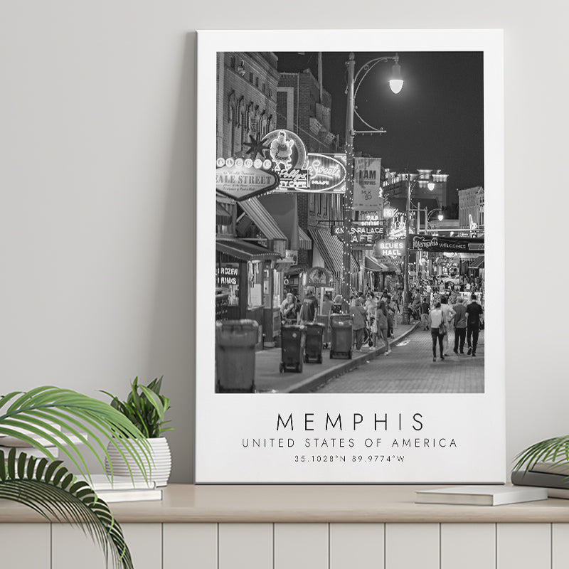 Memphis, Usa 1 Black And White Art Canvas Prints Wall Art Home Decor
