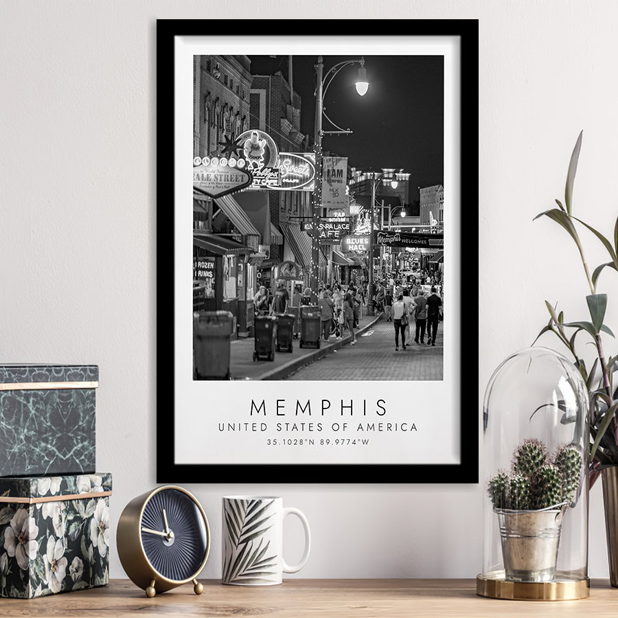 Memphis, Usa 1 Black And White Art Framed Art Prints Wall Art Decor, Framed Picture