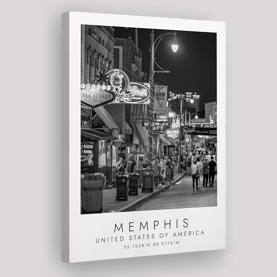 Memphis, Usa Black And White Art Canvas Prints Wall Art Home Decor