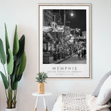 Memphis, Usa Black And White Art Framed Canvas Prints Wall Art Home Decor, Floating Frame