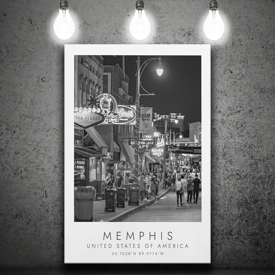Memphis, Usa Black And White Art Canvas Prints Wall Art Home Decor