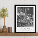 Memphis, Usa Black And White Art Framed Canvas Prints Wall Art Home Decor, Floating Frame