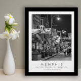Memphis, Usa Black And White Art Framed Art Prints Wall Art Decor, Framed Picture