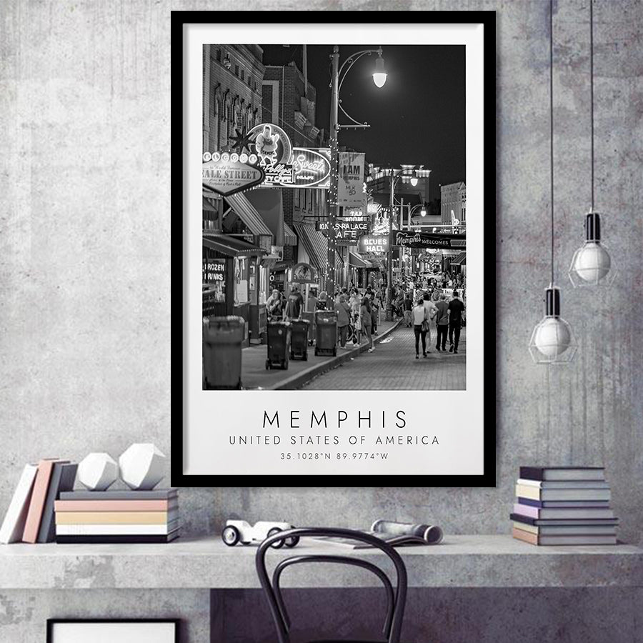 Memphis, Usa Black And White Art Framed Art Prints Wall Art Decor, Framed Picture