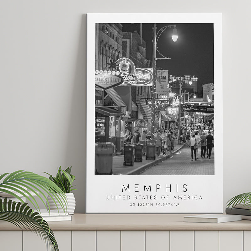 Memphis, Usa Black And White Art Canvas Prints Wall Art Home Decor