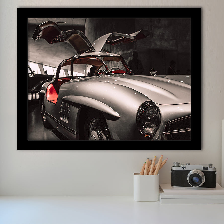 Merbenz 300Sl Hot Car Old Supper Car Framed Art Print Wall Decor - Painting Art, Framed Picture, Home Decor