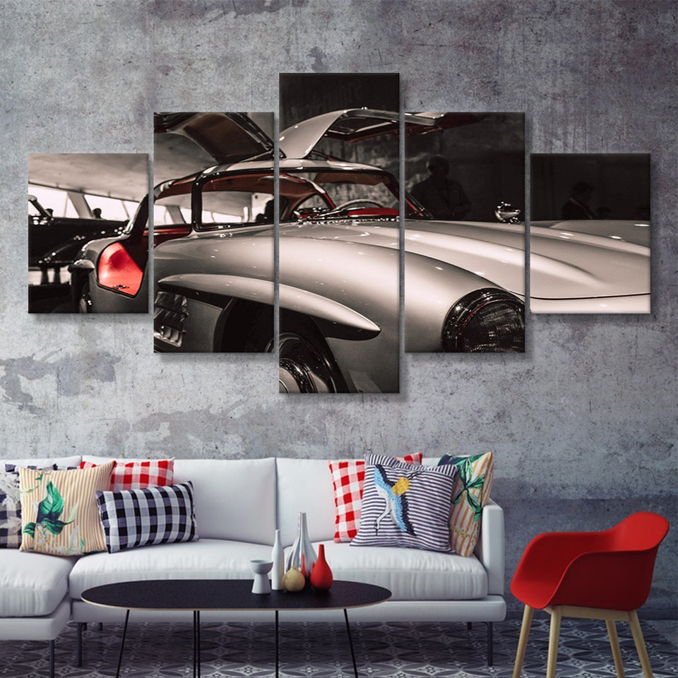 Merbenz 300Sl Hot Car Old Supper Car 5 Piece Multi Panels Canvas Prints Wall Art - Painting Canvas,Wall Decor