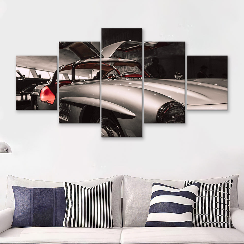 Merbenz 300Sl Hot Car Old Supper Car 5 Piece Multi Panels Canvas Prints Wall Art - Painting Canvas,Wall Decor