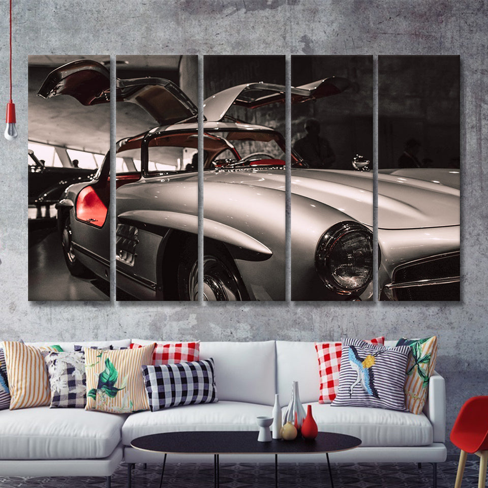 Merbenz 300Sl Hot Car Old Supper Car 5 Piece B Multi Panels Canvas Prints Wall Art - Painting Canvas,Wall Decor