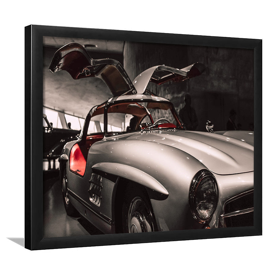 Merbenz 300Sl Hot Car Old Supper Car Framed Art Print Wall Decor - Painting Art, Framed Picture, Home Decor