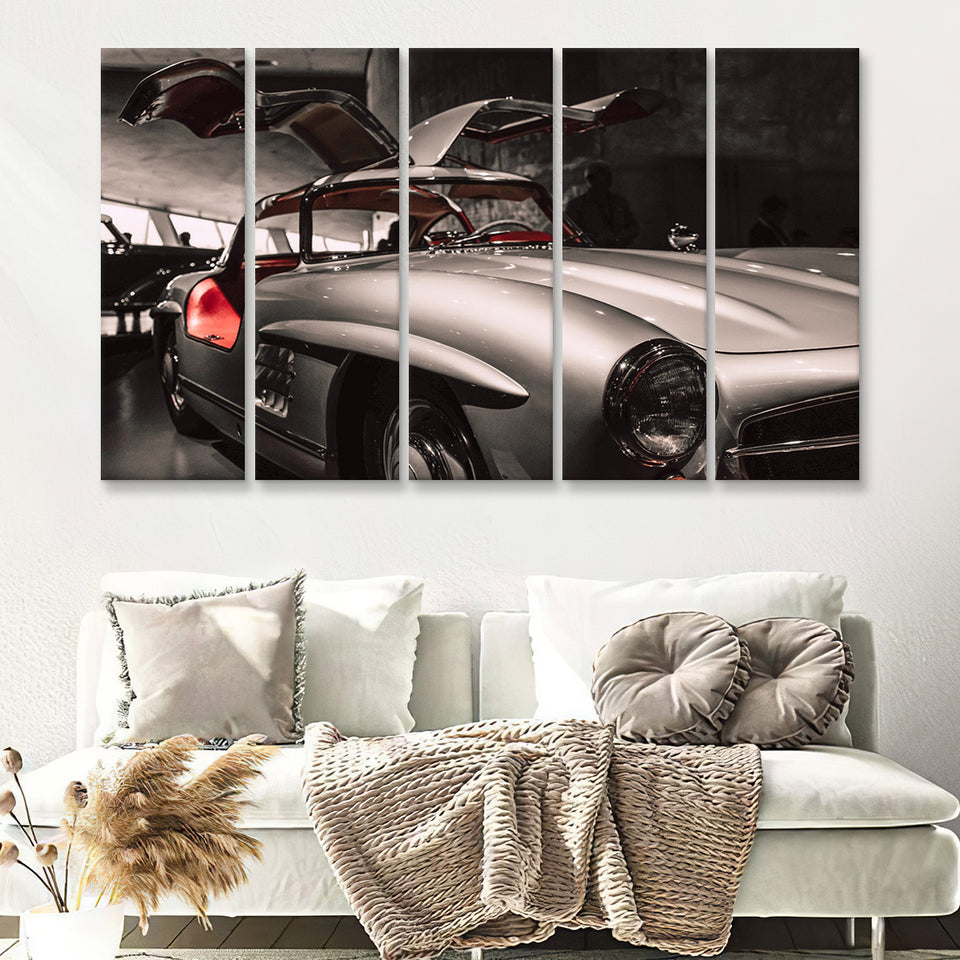 Merbenz 300Sl Hot Car Old Supper Car 5 Piece B Multi Panels Canvas Prints Wall Art - Painting Canvas,Wall Decor