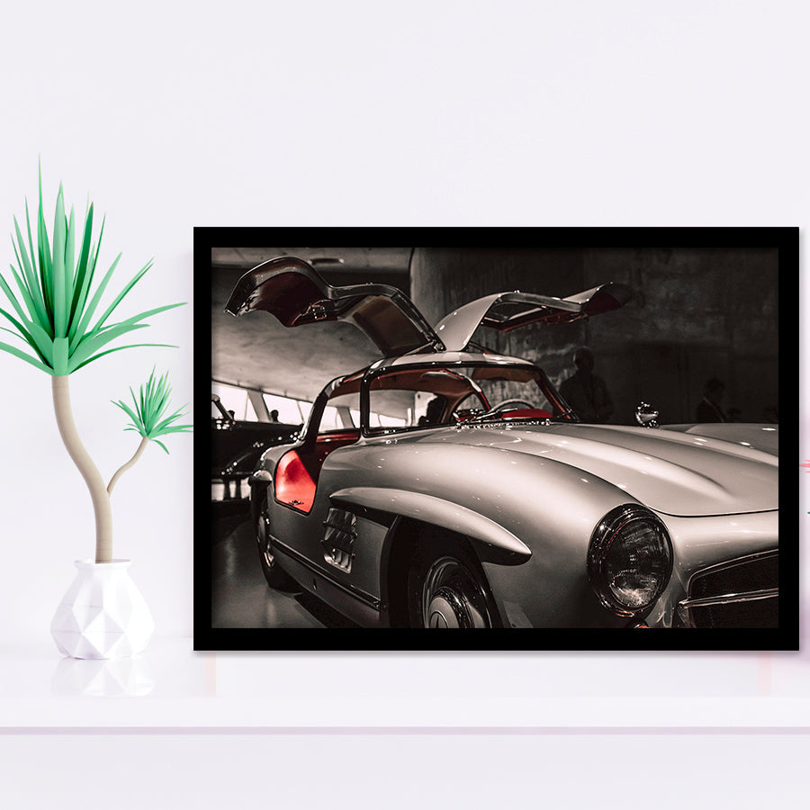 Merbenz 300Sl Hot Car Old Supper Car Framed Art Print Wall Decor - Painting Art, Framed Picture, Home Decor